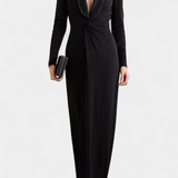 Robe Maxi Ajustée à Col en V Profond Talara