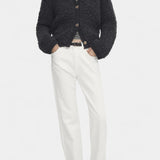 Cardigan Texturé en Velours Court Chenda