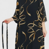 Robe Midi Ame avec Ceinture et Coupe Polyvalente