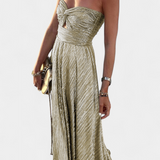 Robe Longue Sans Bretelles Onelia en Tissu Métallique