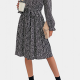 Robe Midi Plissée avec Imprimé Léopard Evabeth