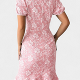 Robe Midi Ajustée Champel avec Manches Bouffantes