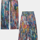 Jeans Rana à Jambe Large avec Imprimé Artistique