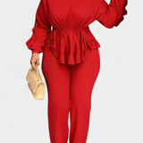 Ensemble Charmed de 2 Pièces avec Volants et Cordon Ajustable