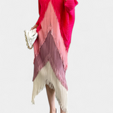 Robe d'Andalousie avec Franges et Blocs de Couleurs Contrastants