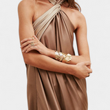 Robe Maxi Irregulière en Blocs de Couleur Rebecca avec Dos Nu