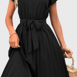 Robe Midi Élégante Luxie en Tissu Léger avec Coupe Fluide