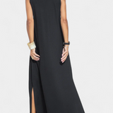 Robe Maxi Felisa Sans Manches en Couleur Unie et Silhouette Élégante