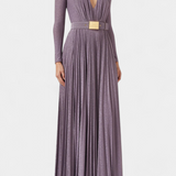 Robe Longue Plissée Raisa avec Décolleté en V Profond