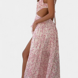 Robe Zuleika en Chiffon avec Volants et Fentes Latérales