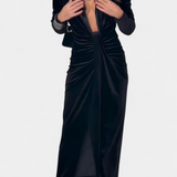 Robe Longue en Velours LaVerna Dorée avec Décolleté en V