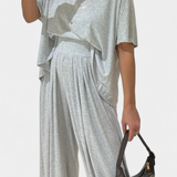 Ensemble Décontracté Trista de Top Doux et Pantalons à Jambes Larges