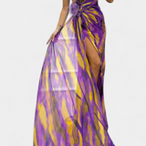 Robe Maxi Asymétrique Aylin avec Imprimé Vibrant