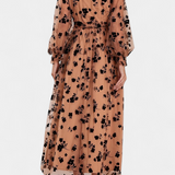 Robe Maxi en Dentelle Florale Iolanda avec Manches Bouffantes