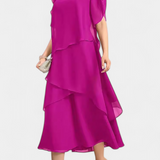 Robe Asymétrique en Chiffon Cornelia avec Silhouette Fluide