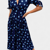 Robe Midi à Pois Lizzie avec Décolleté en V Profond