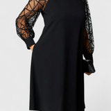 Robe Noire Bellezza avec Manches en Maille et Coupe Ample