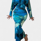 Robe Eulalie avec Manches Chauve-Souris et Décolleté en V