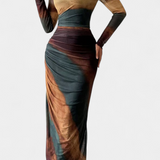 Robe Midi Ajustée Galene avec Cape