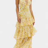 Robe Domenica en Chiffon avec Décolleté en V et Volants Fluides