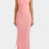 Robe Maxi en Maille Blair avec Corset Froncé