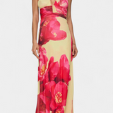 Robe Maxi à Pois Melody avec Col Halter et Taille Froncée