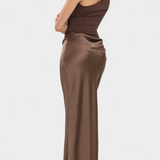 Robe de Soirée Longue avec Plis Ottavia et Décolleté Asymétrique