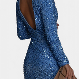 Robe Longue de Soirée Adèle avec Dos Nu et Éclat Hivernal