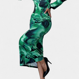 Robe Longue Ashlyn avec Imprimé Dégradé et Décolleté en V