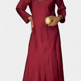 Robe Riva Fluide avec Décolleté en V et Manches Longues