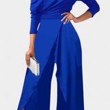 Mono Brina Tie Dye Long avec Design Off-Shoulder et Jambes Amples avec Fente