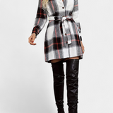 Robe Chemise Mini Check Masia avec Ceinture