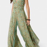 Mono Fluide Leandra Cruzado avec Imprimé Floral Vert