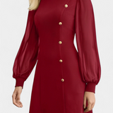 Robe Jacequeline A-Line avec Boutons et Col Rond