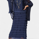 Robe Midi Rosaria avec Volants et Bords Effilochés