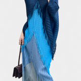 Robe d'Andalousie avec Franges et Blocs de Couleurs Contrastantes