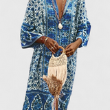 Robe Longue Chinara Boho avec Broderie Ethnique et Silhouette Décontractée