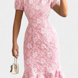 Robe Midi Ajustée Champel avec Manches Bouffantes