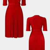 Robe Plissée Zandie avec Boutons Décoratifs