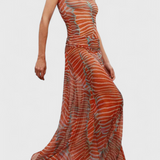 Ensemble Silvina Rétro en Maille avec Imprimé de Vagues et Coupe Fluide