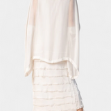 Robe Midi Rosaria avec Volants et Bords Effilochés