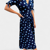 Robe Midi à Pois Lizzie avec Décolleté en V Profond