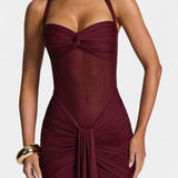 Robe Maxi Florian avec Décolleté Halter et Silhouette Sirène