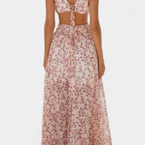 Robe Zuleika en Chiffon avec Volants et Fentes Latérales