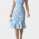 Robe Midi Ajustée Champel avec Manches Bouffantes