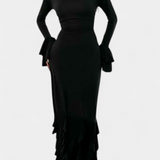 Robe Longue Calissa avec Volants et Manches Évasées