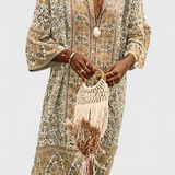 Robe Longue Chinara Boho avec Broderie Ethnique et Silhouette Décontractée