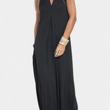 Robe Maxi Felisa Sans Manches en Couleur Unie et Silhouette Élégante