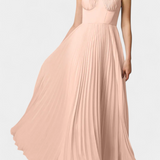 Robe en Chiffon Plissé Ottilie avec Corset Sculpté et Décolleté en Forme de Cœur