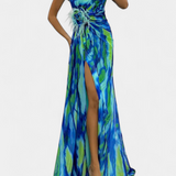 Robe Maxi Asymétrique Aylin avec Imprimé Vibrant